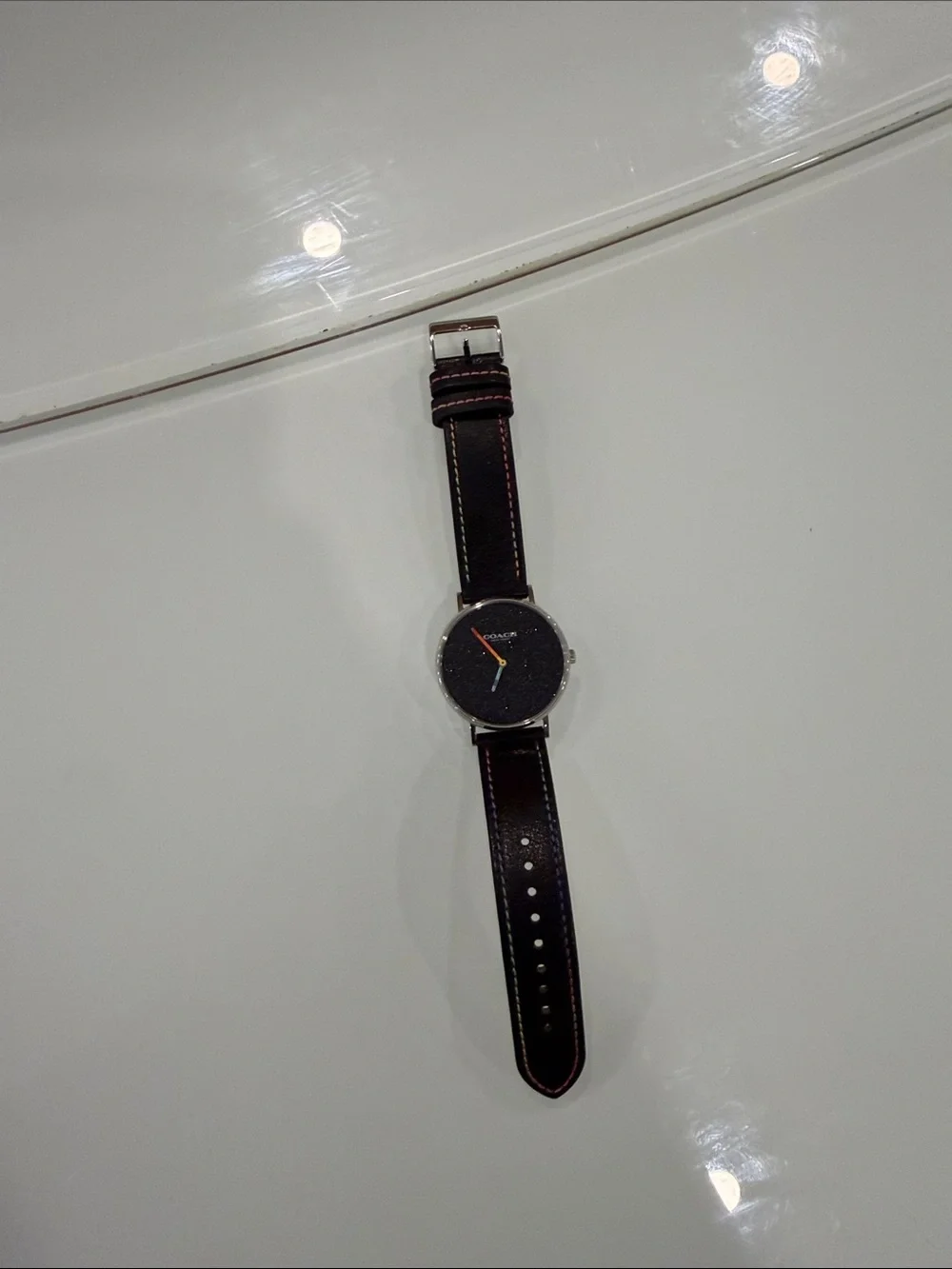 Coach Black Leather Strap Watch Hands need battery